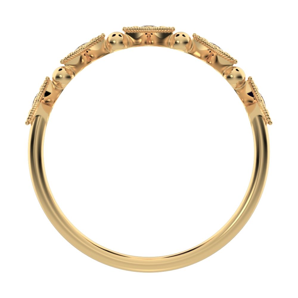 0.1Ct Round Cut Simulated Clear Diamond dainty Minimalist star Stackable Art Deco pave 14K / 18K Solid Yellow Gold everyday wedding band
