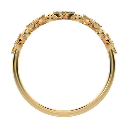 0.1 ct Round Cut Moissanite dainty Minimalist star Stackable Art Deco Vintage pave 14K / 18K Solid Yellow Gold everyday wedding band