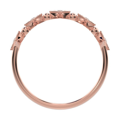 0.1 ct Round Cut Moissanite dainty Minimalist star Stackable Art Deco Vintage pave 14K / 18K Solid Rose Gold everyday wedding band