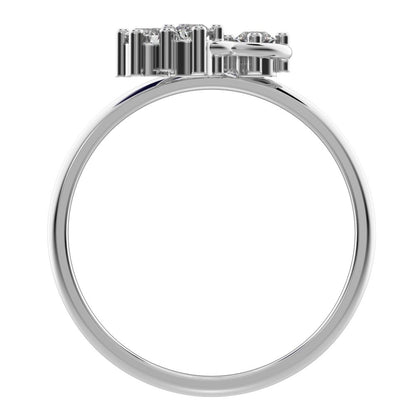 0.16 ct Round Cut Moissanite dainty Minimalist Spiral Cluster half moon petal light cocktail 14K / 18K Solid White Gold everyday ring