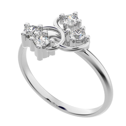 0.16 ct Round Cut Moissanite dainty Minimalist Spiral Cluster half moon petal light cocktail 14K / 18K Solid White Gold everyday ring