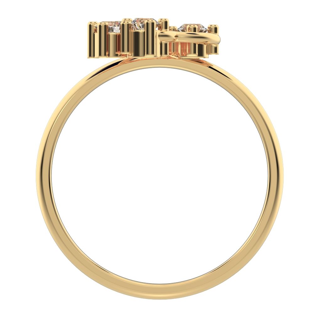 0.16 ct Round Cut Simulated Clear Diamond dainty Minimalist Spiral half moon petal cocktail 14K / 18K Solid Yellow Gold everyday ring