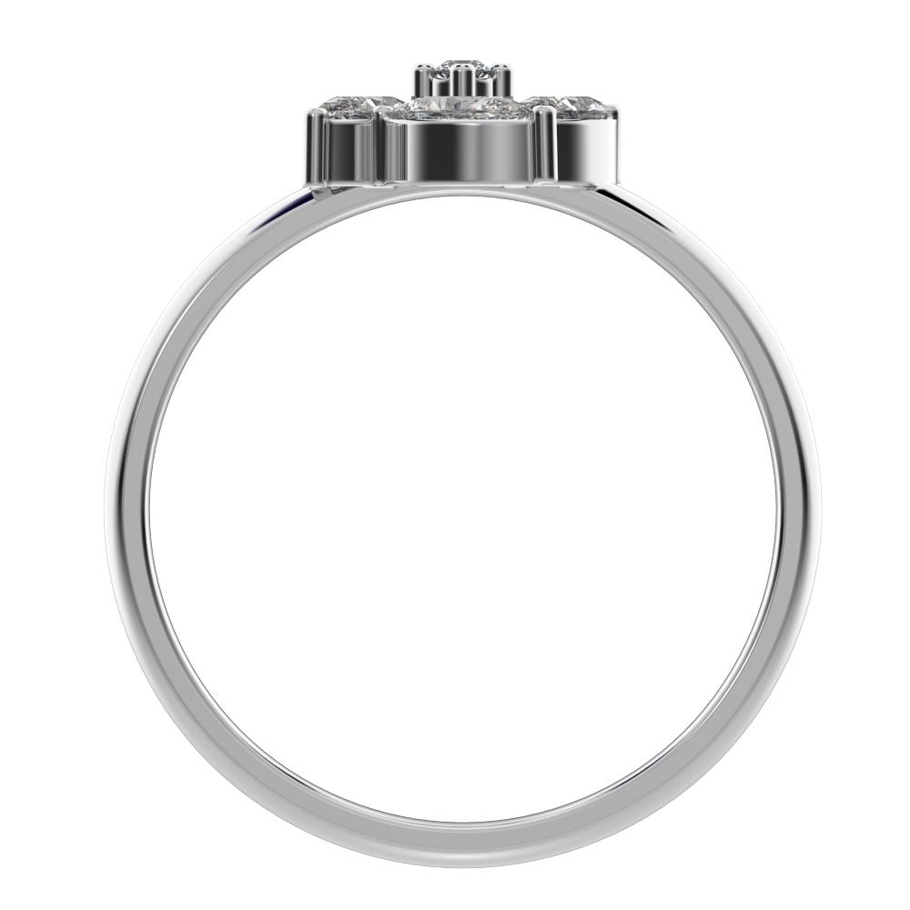 0.415 ct Marquise Cut Simulated Clear Diamond dainty Minimalist Halo Floral Marquise cluster 14K / 18K Solid White Gold everyday ring