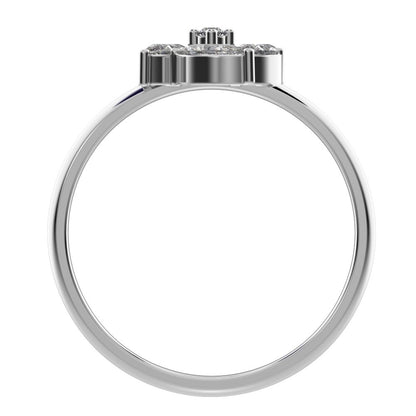 0.415 ct Marquise Cut Simulated Clear Diamond dainty Minimalist Halo Floral Marquise cluster 14K / 18K Solid White Gold everyday ring