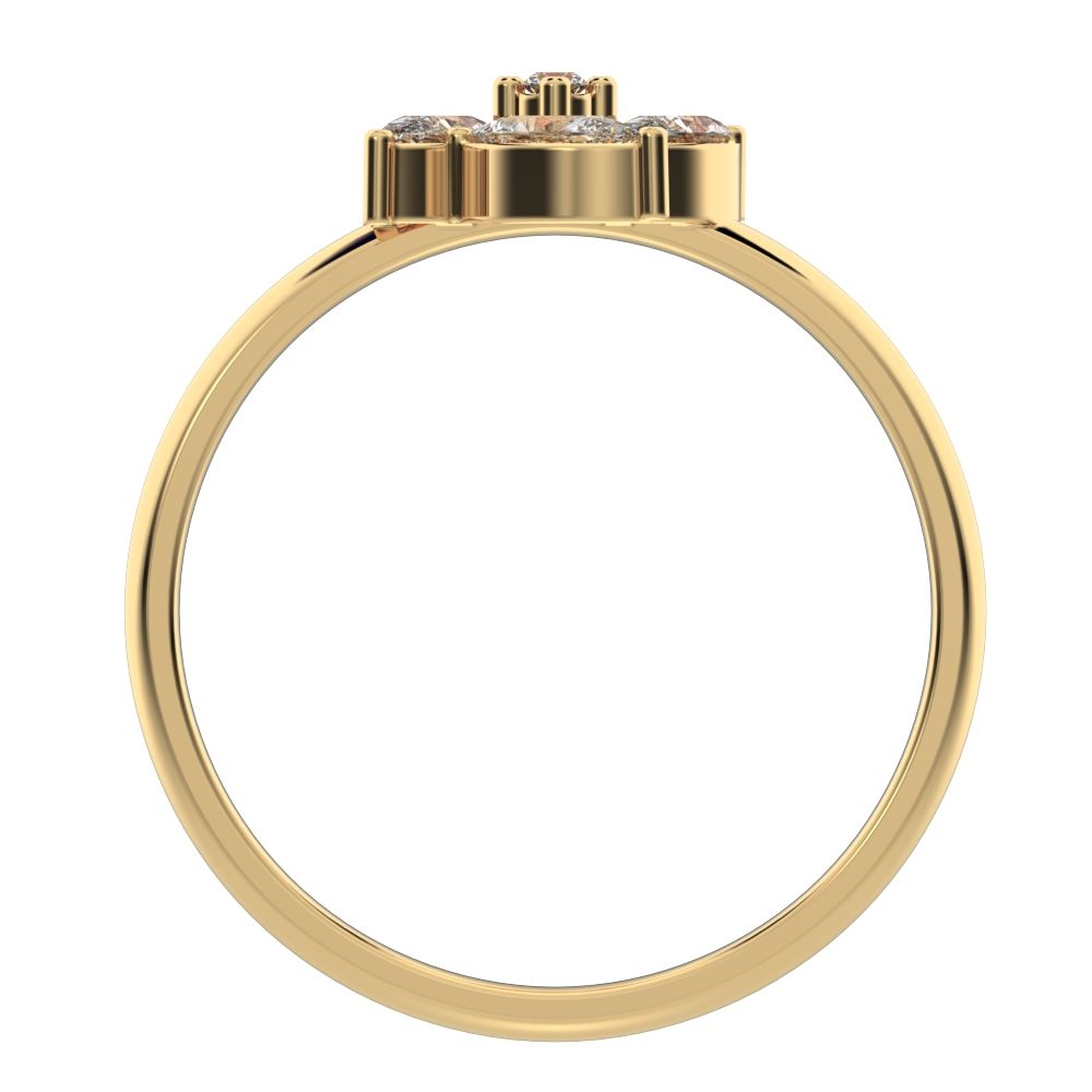 0.415 ct Marquise Cut Simulated Clear Diamond dainty Minimalist Halo Floral Marquise cluster 14K / 18K Solid Yellow Gold everyday ring