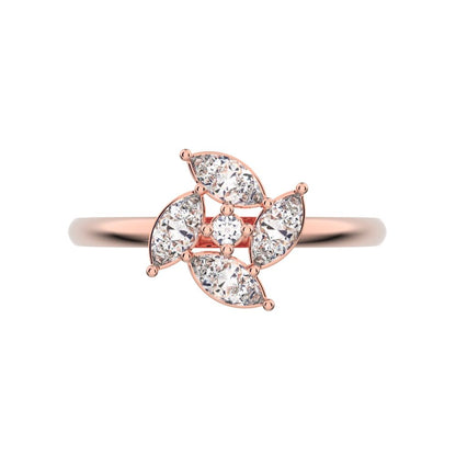 0.415 ct Marquise Cut Moissanite dainty Minimalist Vintage Halo Floral Marquise light cluster 14K / 18K Solid Rose Gold everyday ring