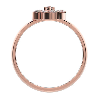 0.415 ct Marquise Cut Simulated Clear Diamond dainty Minimalist Halo Floral Marquise cluster 14K / 18K Solid Rose Gold everyday ring