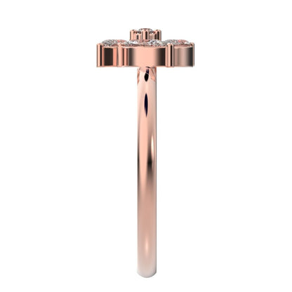 0.415 ct Marquise Cut Simulated Clear Diamond dainty Minimalist Halo Floral Marquise cluster 14K / 18K Solid Rose Gold everyday ring