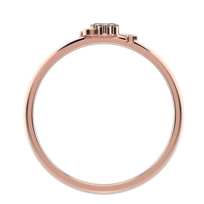 0.03 ct Round Cut Simulated Clear Diamond dainty Minimalist pyramid Sunburst Arc eye light cocktail 14K / 18K Solid Rose Gold everyday ring