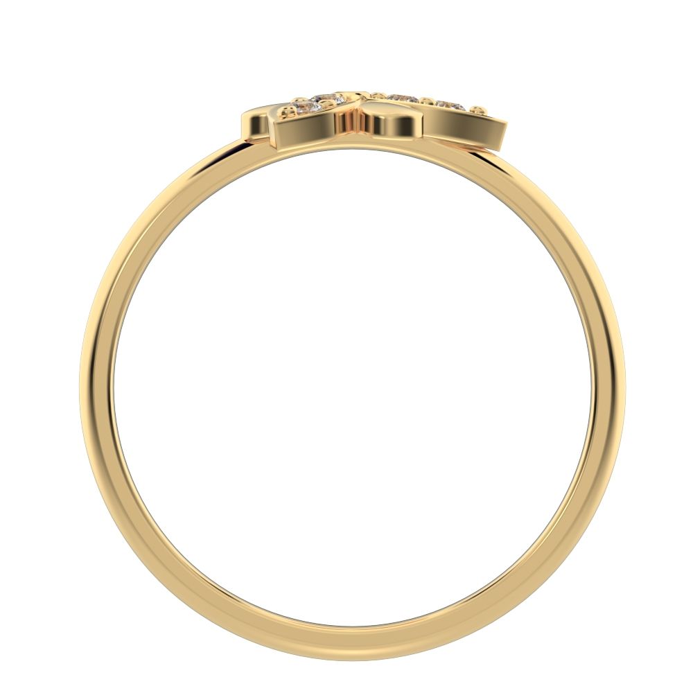 0.06 ct Round Cut Simulated Clear Diamond dainty Minimalist Floral butterfly eye petal cocktail 14K / 18K Solid Yellow Gold everyday ring