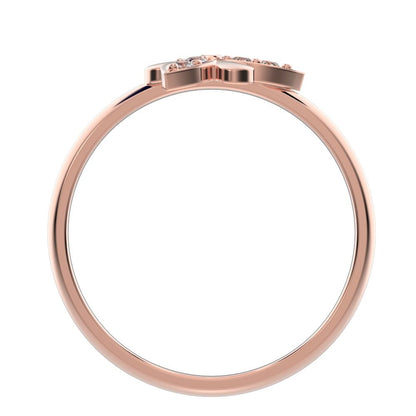 0.06 ct Round Cut Simulated Clear Diamond dainty Minimalist Floral butterfly eye petal cocktail 14K / 18K Solid Rose Gold everyday ring