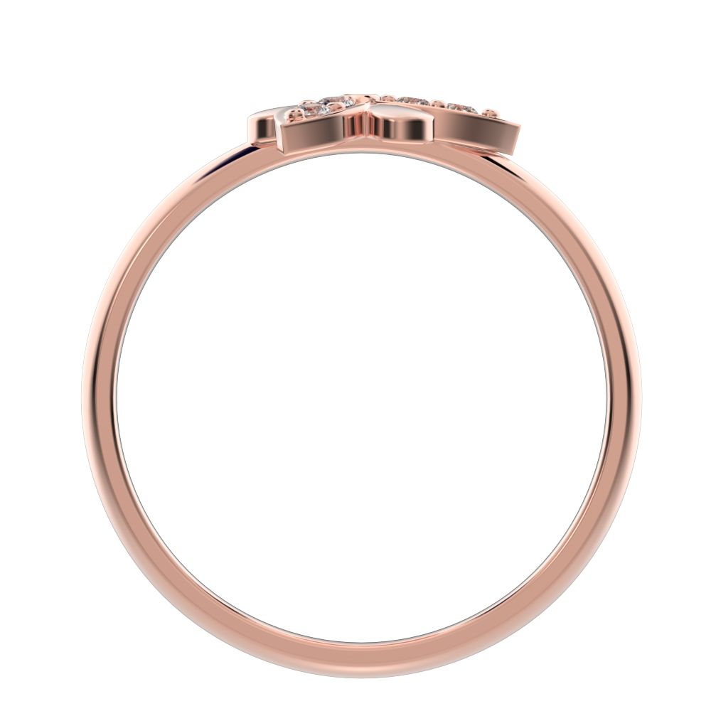 0.06 ct Round Cut Moissanite dainty Minimalist Floral butterfly eye petal light cocktail 14K / 18K Solid Rose Gold everyday ring