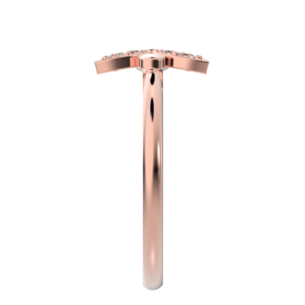 0.06 ct Round Cut Simulated Clear Diamond dainty Minimalist Floral butterfly eye petal cocktail 14K / 18K Solid Rose Gold everyday ring