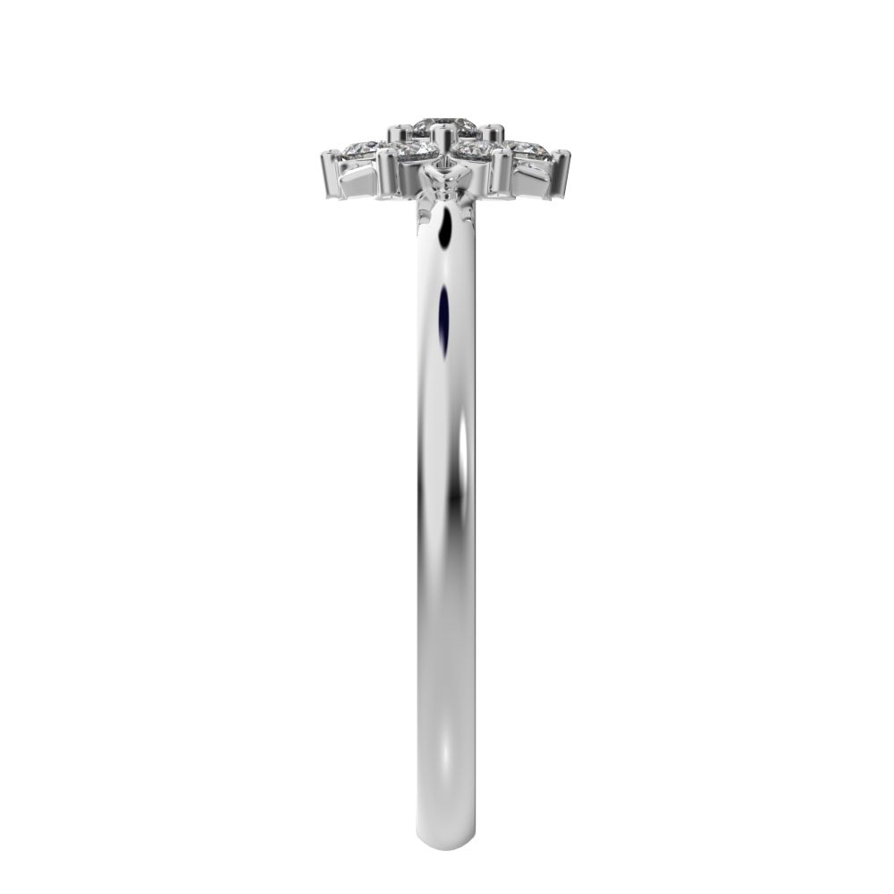 0.12 ct Round Cut Simulated Clear Diamond dainty Minimalist cluster halo Floral light cocktail 14K / 18K Solid White Gold everyday ring