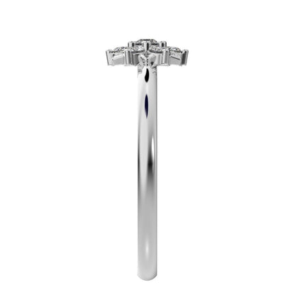 0.12 ct Round Cut Moissanite dainty Minimalist cluster halo Floral light cocktail 14K / 18K Solid White Gold everyday ring