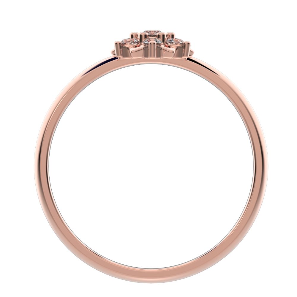 0.12 ct Round Cut Moissanite dainty Minimalist cluster halo Floral light cocktail 14K / 18K Solid Rose Gold everyday ring