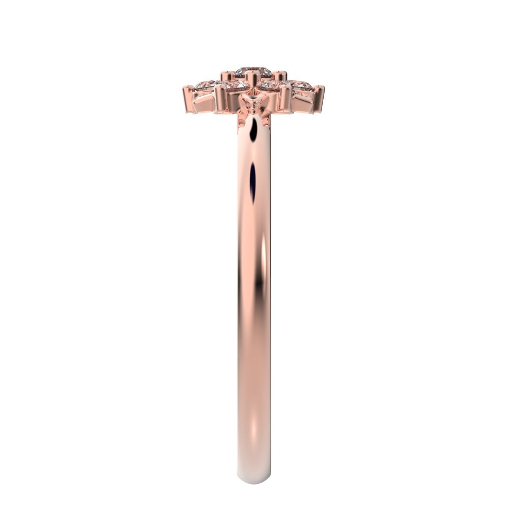 0.12 ct Round Cut Simulated Clear Diamond dainty Minimalist cluster halo Floral light cocktail 14K / 18K Solid Rose Gold everyday ring
