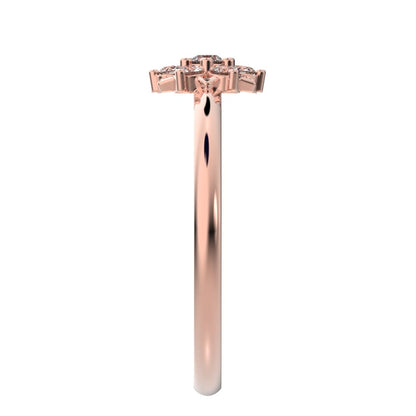 0.12 ct Round Cut Moissanite dainty Minimalist cluster halo Floral light cocktail 14K / 18K Solid Rose Gold everyday ring