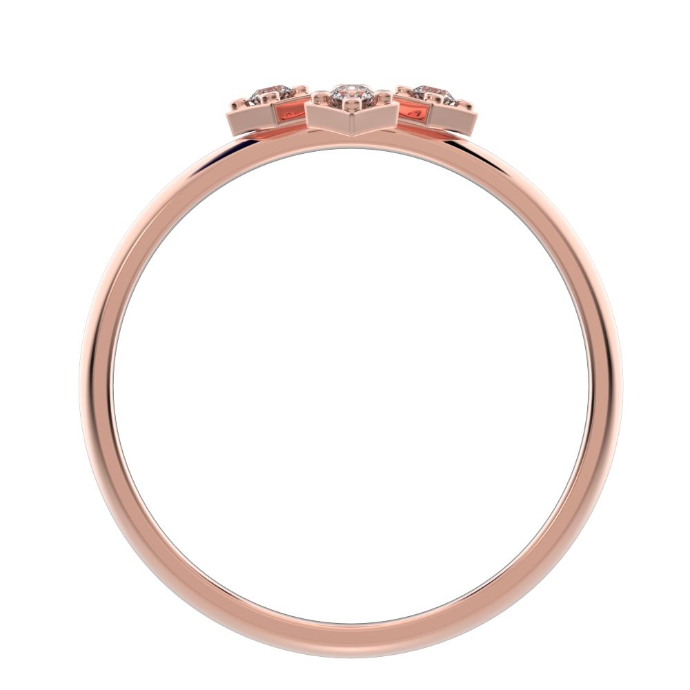 0.06 ct Round Cut Simulated Clear Diamond dainty Minimalist Intricate Floral halo petal light 14K / 18K Solid Rose Gold everyday ring