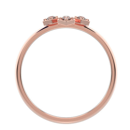 0.06 ct Round Cut Moissanite dainty Minimalist Intricate Floral halo petal light 14K / 18K Solid Rose Gold everyday ring