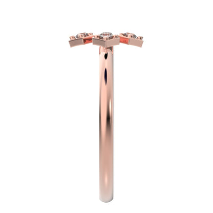 0.06 ct Round Cut Moissanite dainty Minimalist Intricate Floral halo petal light 14K / 18K Solid Rose Gold everyday ring