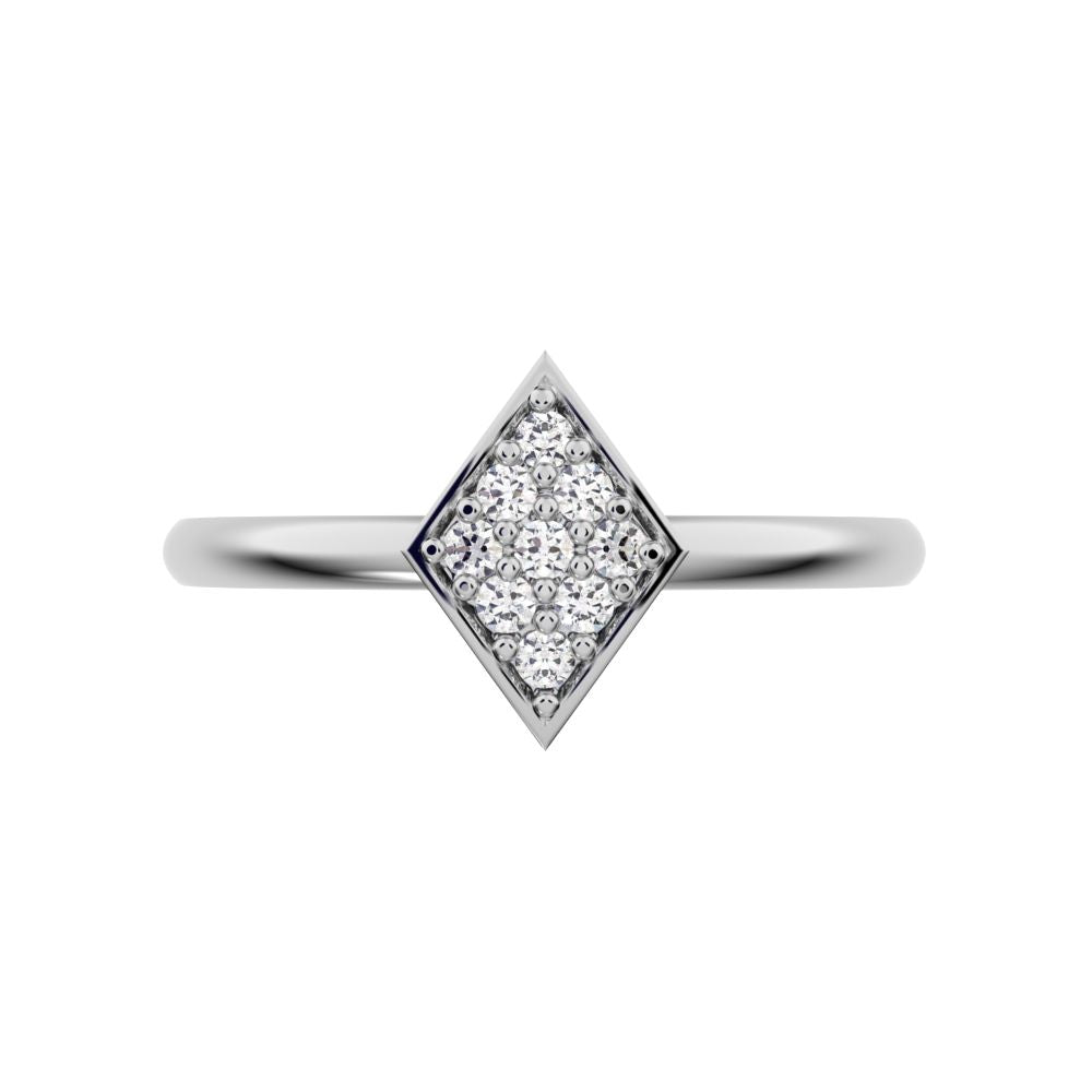 0.09 ct Round Cut Simulated Clear Diamond dainty Minimalist cluster marquise shape light simple 14K / 18K Solid White Gold everyday ring