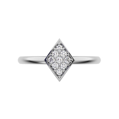 0.09 ct Round Cut Moissanite dainty Minimalist cluster marquise shape light simple 14K / 18K Solid White Gold everyday ring
