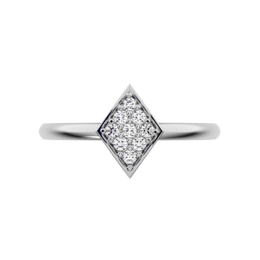0.09 ct Round Cut Moissanite dainty Minimalist cluster marquise shape light simple 14K / 18K Solid White Gold everyday ring