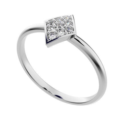 0.09 ct Round Cut Moissanite dainty Minimalist cluster marquise shape light simple 14K / 18K Solid White Gold everyday ring