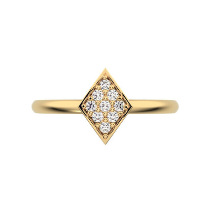 0.09 ct Round Cut Simulated Clear Diamond dainty Minimalist cluster marquise shape light simple 14K / 18K Solid Yellow Gold everyday ring