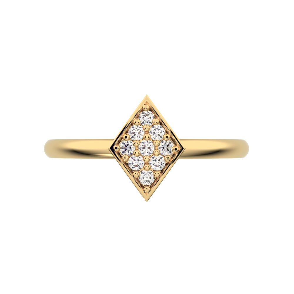 0.09 ct Round Cut Moissanite dainty Minimalist cluster marquise shape light simple 14K / 18K Solid Yellow Gold everyday ring
