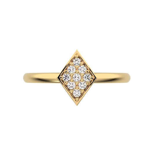 0.09 ct Round Cut Moissanite dainty Minimalist cluster marquise shape light simple 14K / 18K Solid Yellow Gold everyday ring