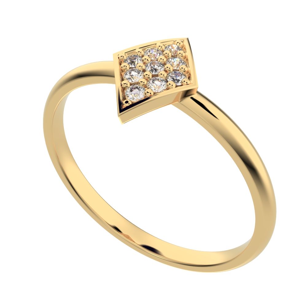 0.09 ct Round Cut Moissanite dainty Minimalist cluster marquise shape light simple 14K / 18K Solid Yellow Gold everyday ring