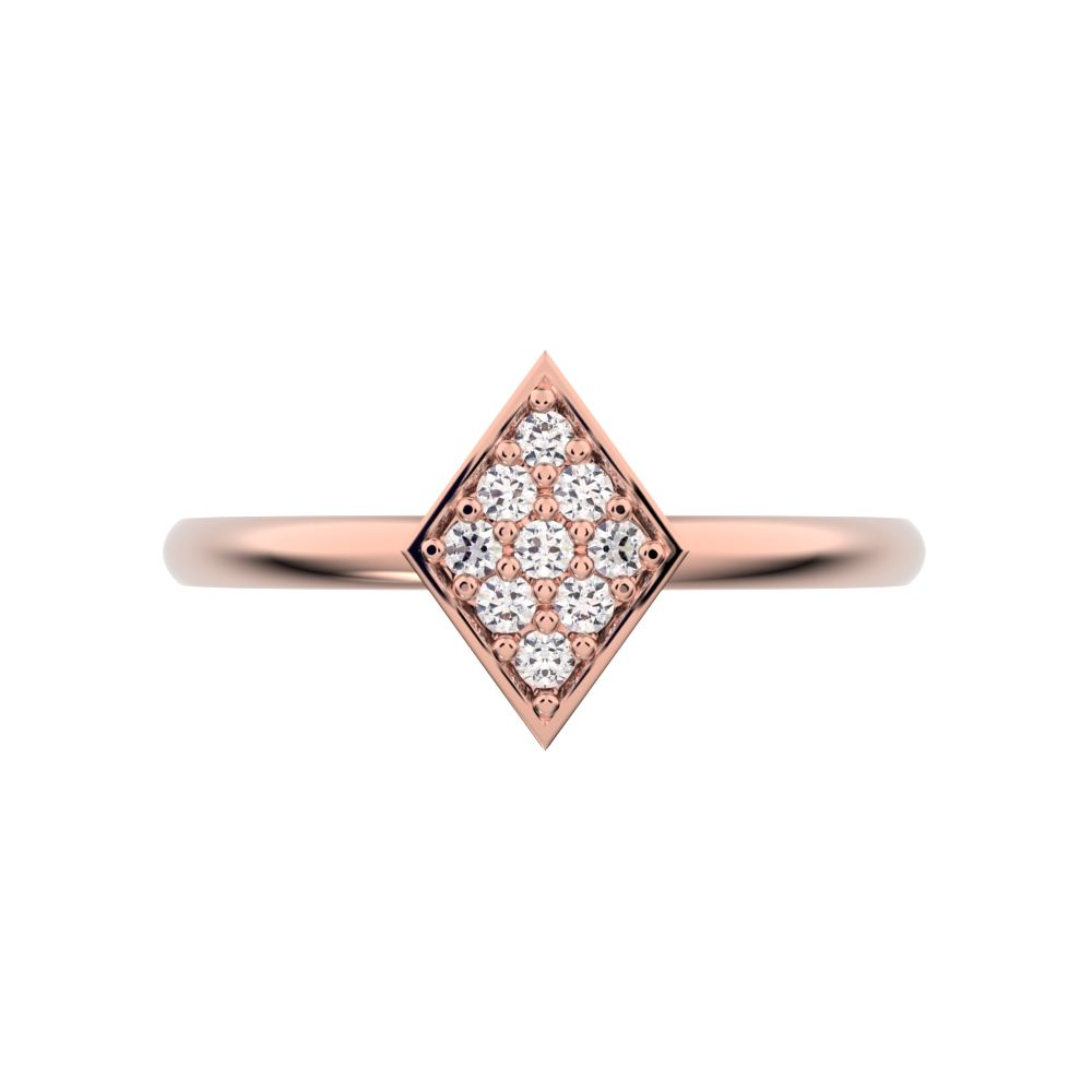0.09 ct Round Cut Moissanite dainty Minimalist cluster marquise shape light simple 14K / 18K Solid Rose Gold everyday ring