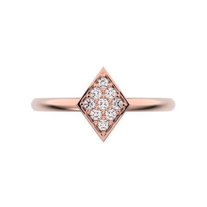 0.09 ct Round Cut Moissanite dainty Minimalist cluster marquise shape light simple 14K / 18K Solid Rose Gold everyday ring