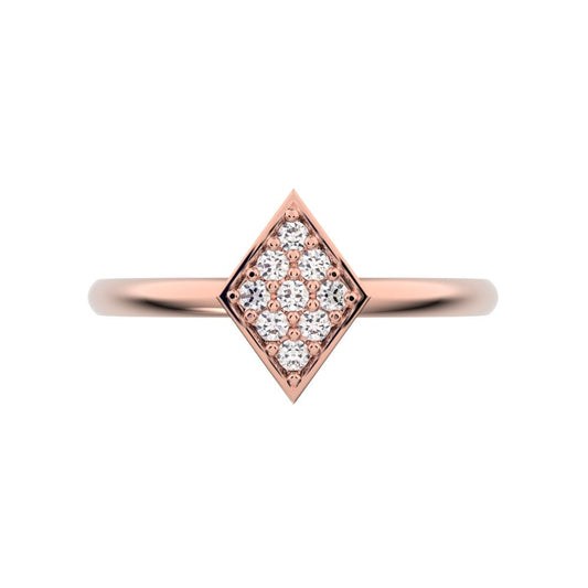 0.09 ct Round Cut Moissanite dainty Minimalist cluster marquise shape light simple 14K / 18K Solid Rose Gold everyday ring