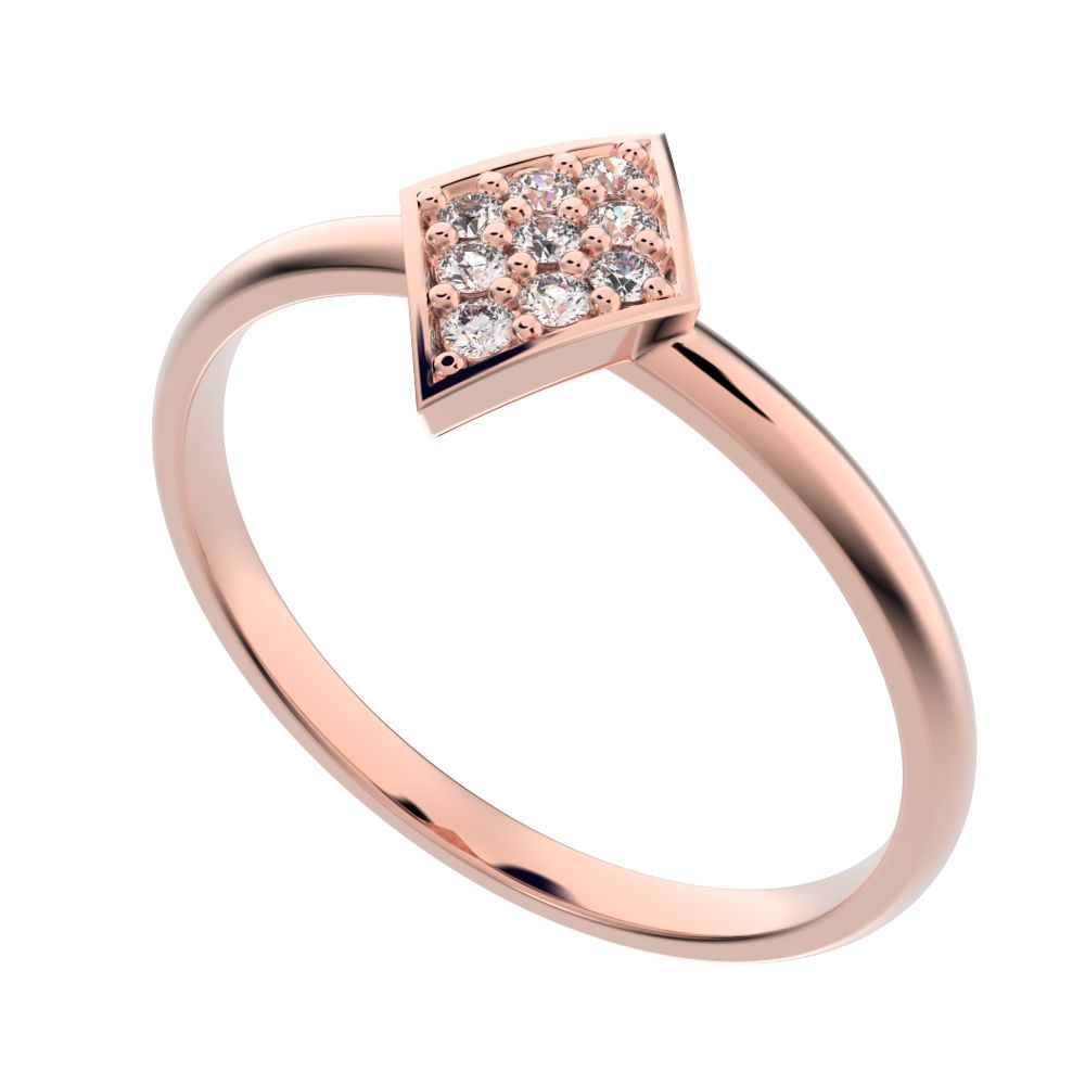 0.09 ct Round Cut Simulated Clear Diamond dainty Minimalist cluster marquise shape light simple 14K / 18K Solid Rose Gold everyday ring