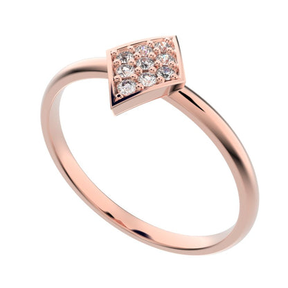 0.09 ct Round Cut Moissanite dainty Minimalist cluster marquise shape light simple 14K / 18K Solid Rose Gold everyday ring
