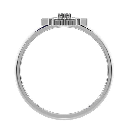0.12 ct Round Cut Moissanite dainty Minimalist cluster halo Floral snow flake simple light 14K / 18K Solid White Gold everyday ring