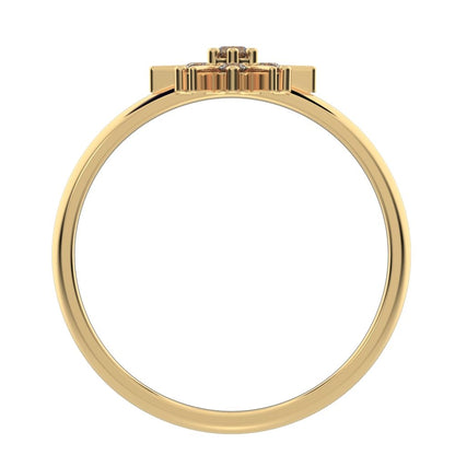0.12 ct Round Cut Simulated Clear Diamond dainty Minimalist cluster halo Floral snow flake simple 14K / 18K Solid Yellow Gold everyday ring