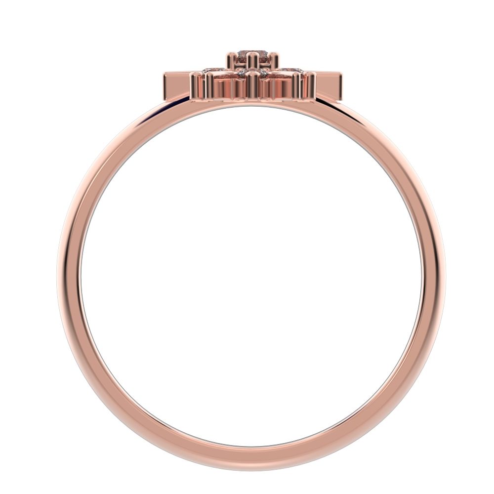 0.12 ct Round Cut Simulated Clear Diamond dainty Minimalist cluster halo Floral snow flake simple 14K / 18K Solid Rose Gold everyday ring