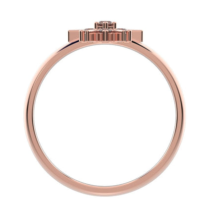 0.12 ct Round Cut Simulated Clear Diamond dainty Minimalist cluster halo Floral snow flake simple 14K / 18K Solid Rose Gold everyday ring