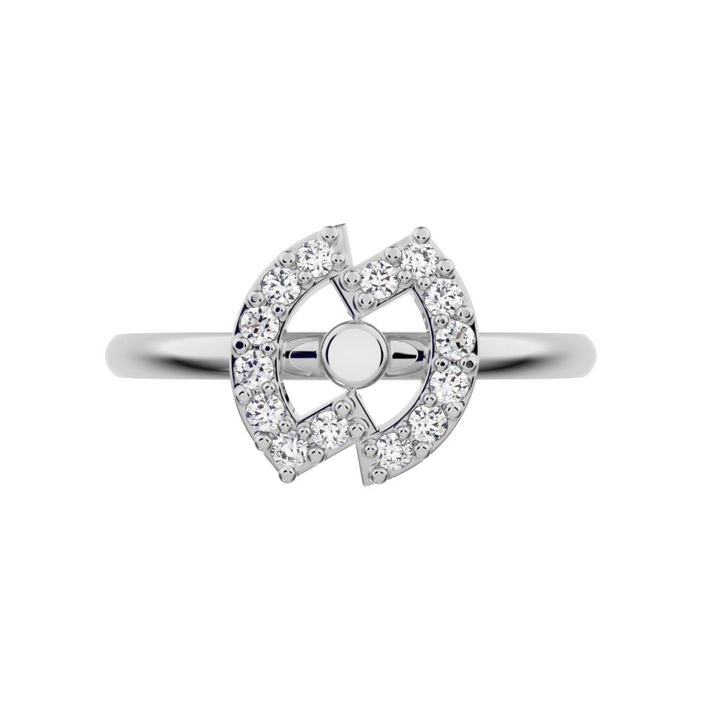 0.14 ct Round Cut Simulated Clear Diamond dainty Minimalist cluster halo infinity eye light 14K / 18K Solid White Gold everyday ring