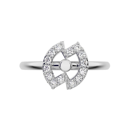 0.14 ct Round Cut Moissanite dainty Minimalist cluster halo infinity eye light 14K / 18K Solid White Gold everyday ring