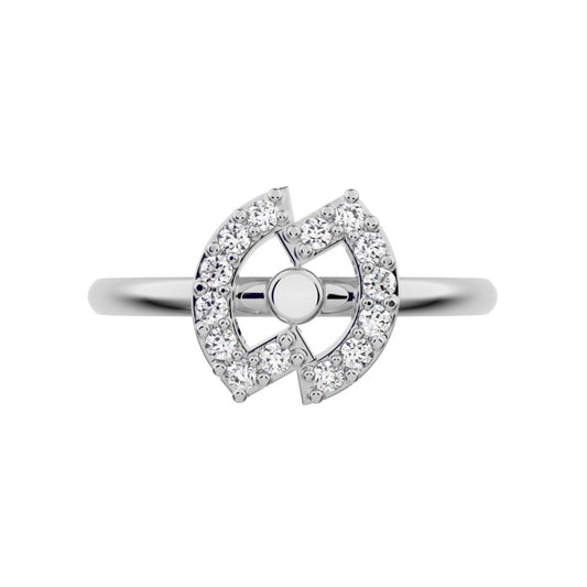 0.14 ct Round Cut Moissanite dainty Minimalist cluster halo infinity eye light 14K / 18K Solid White Gold everyday ring