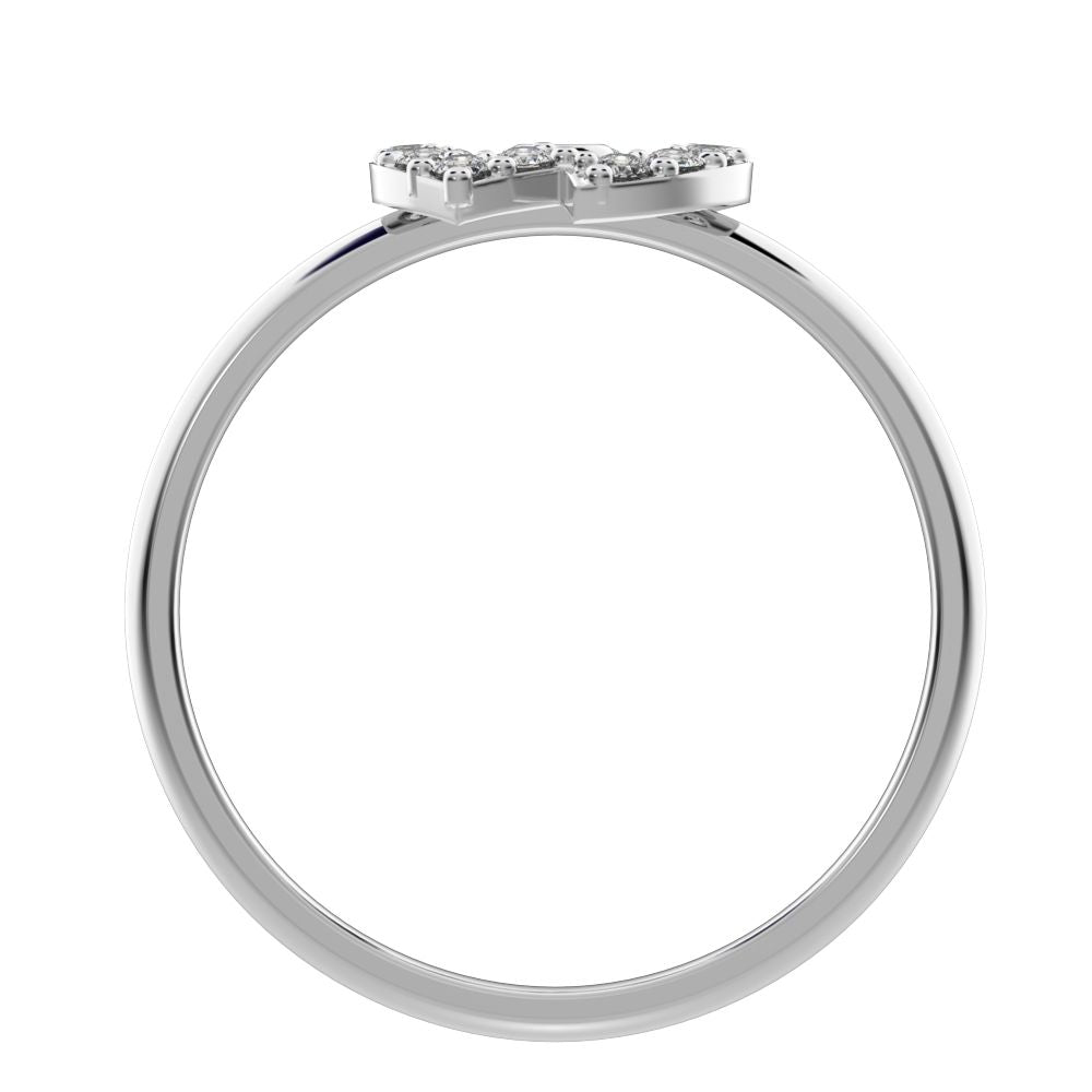 0.14 ct Round Cut Simulated Clear Diamond dainty Minimalist cluster halo infinity eye light 14K / 18K Solid White Gold everyday ring