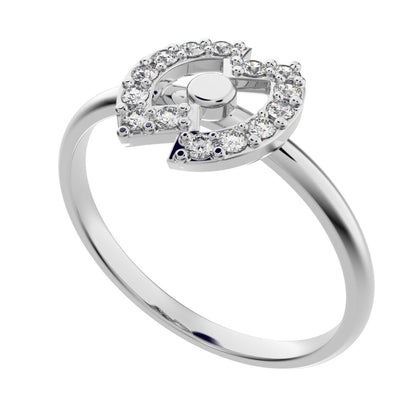 0.14 ct Round Cut Simulated Clear Diamond dainty Minimalist cluster halo infinity eye light 14K / 18K Solid White Gold everyday ring