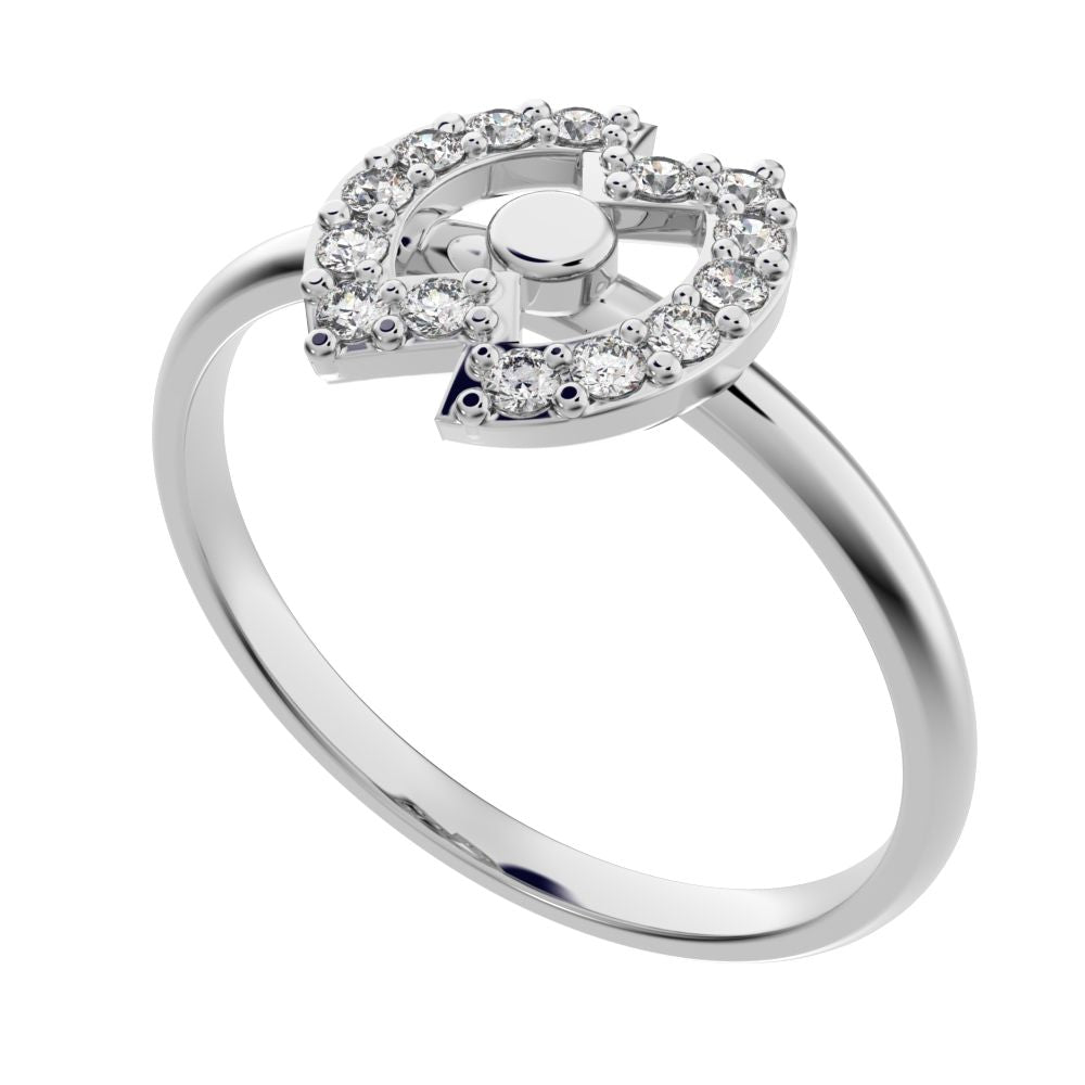 0.14 ct Round Cut Moissanite dainty Minimalist cluster halo infinity eye light 14K / 18K Solid White Gold everyday ring
