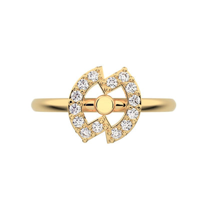 0.14 ct Round Cut Moissanite dainty Minimalist cluster halo infinity eye light 14K / 18K Solid Yellow Gold everyday ring