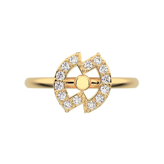0.14 ct Round Cut Moissanite dainty Minimalist cluster halo infinity eye light 14K / 18K Solid Yellow Gold everyday ring